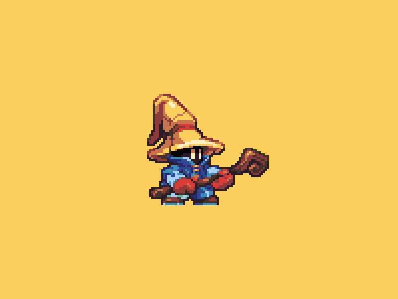 A pixel art sprite of Vivi from Final Fantasy IX.