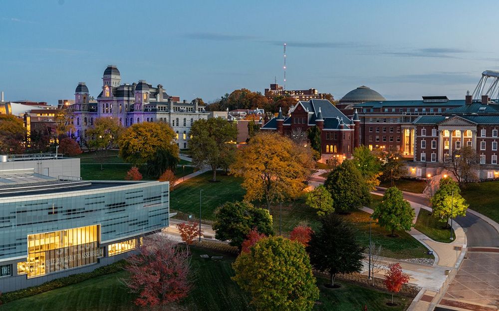 A Syracuse University campus shot featuring the Newhouse and Maxwell schools. 