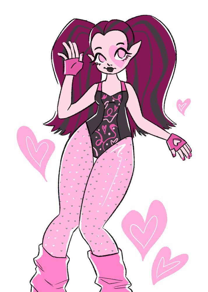 drawing with flat colour of monster mysteries draculaura waving