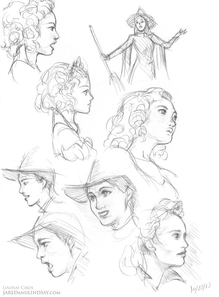 Sketches of Elphaba and Galinda from the Wicked musical