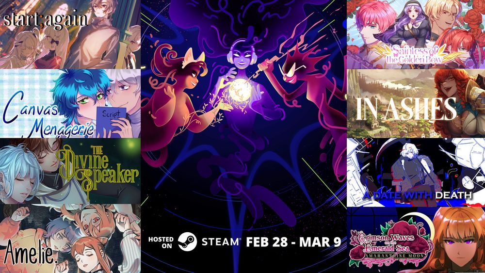 A banner of the women's day sale on steam. Featuring 8 visual novel games.