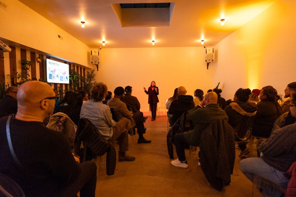 Rep. AOC speaking with community leaders at a South Bronx Listening Session. 