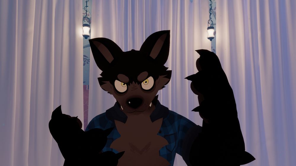 Large fluffy werewolf, looking annoyed