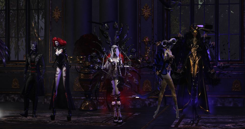 Attendees at a Dark Ball with very cool, dark & fantastical looks.