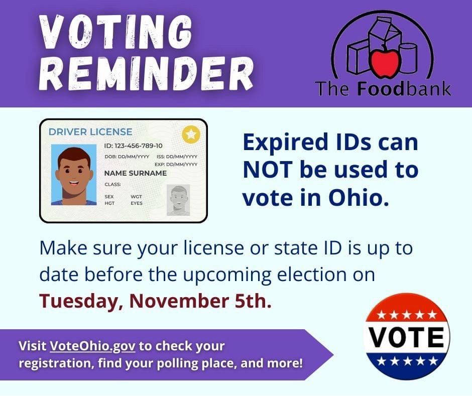Expired IDs cannot be used to vote in Ohio.