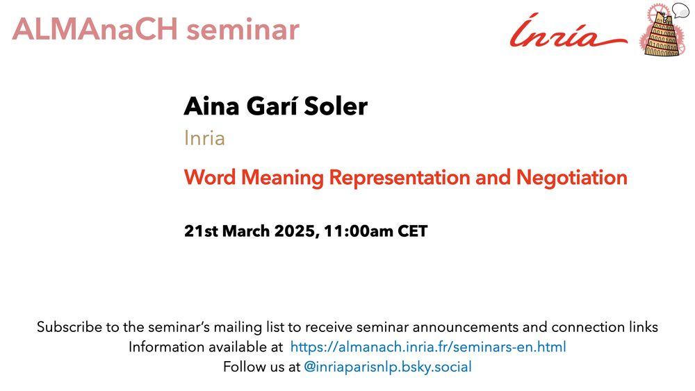 Aina Garí Soler - "Word Meaning Representation and Negotiation" - ALMAnaCH seminar 21st March 2025 at 11am CET