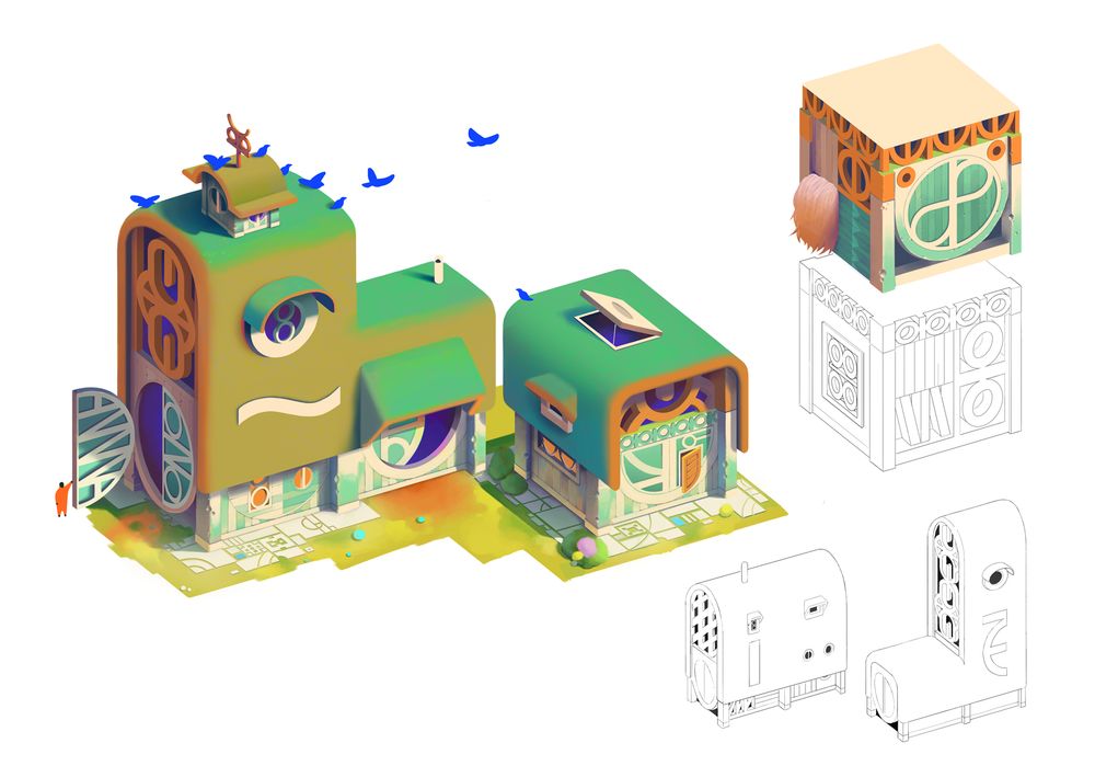 Concept art for a fantasy barn. 