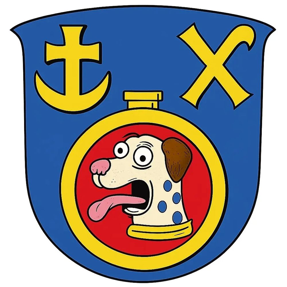 Eine Parodie des Stadtwappens von Weiterstadt in Südhessen.