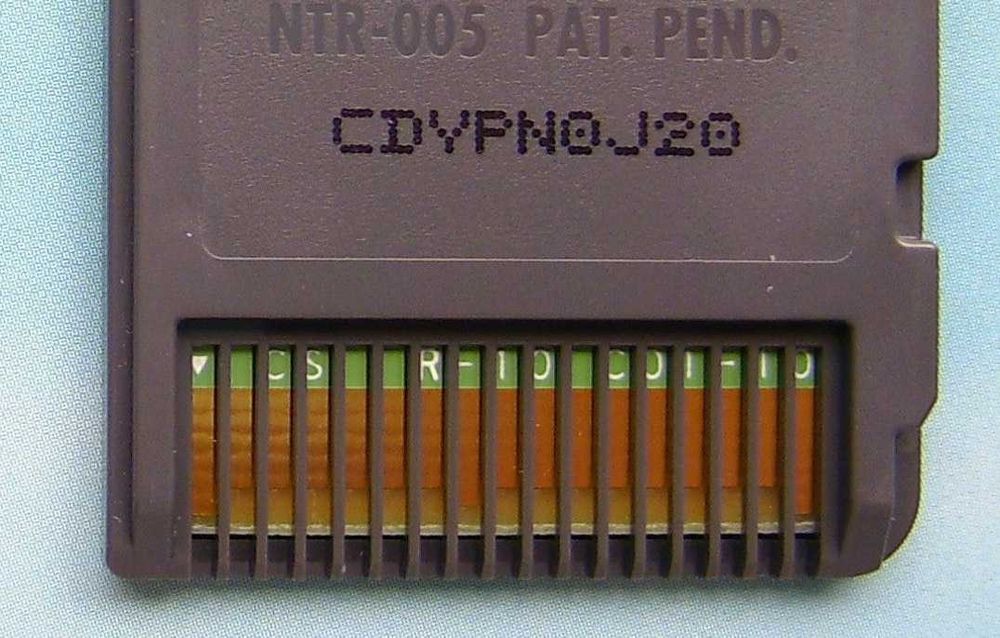 A nintendo ds cartridge's metal pins