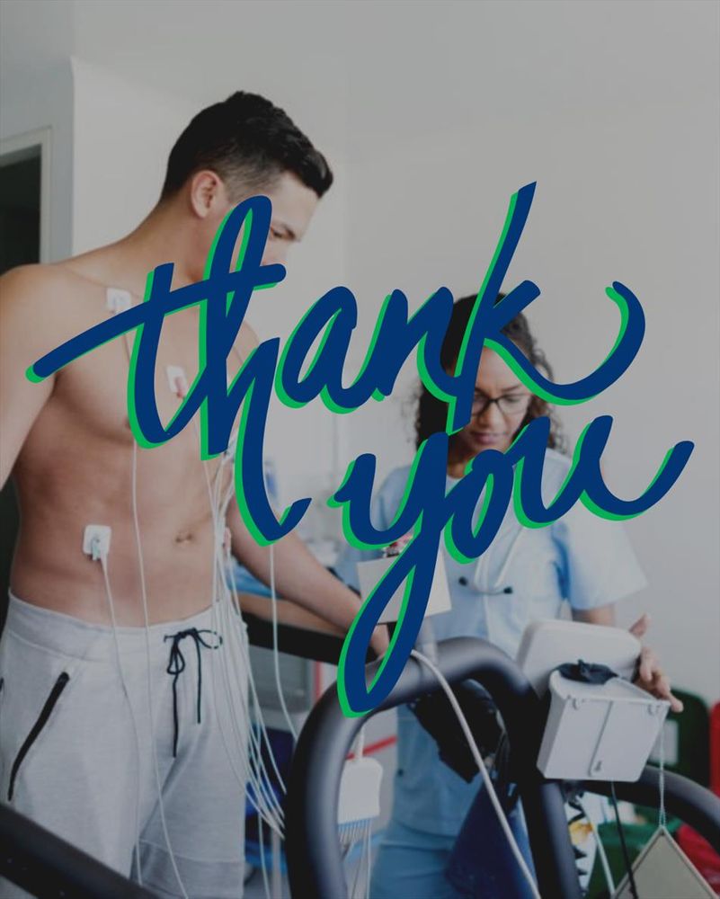 An image of a man on a treadmill overlaid with the words 'Thank you'
