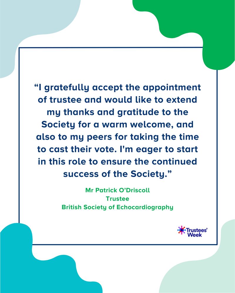 “I gratefully accept the appointment of trustee and would like to extend my thanks and gratitude to the Society for a warm welcome, and also to my peers for taking the time to cast their vote. I'm eager to start in this role to ensure the continued success of the Society.”