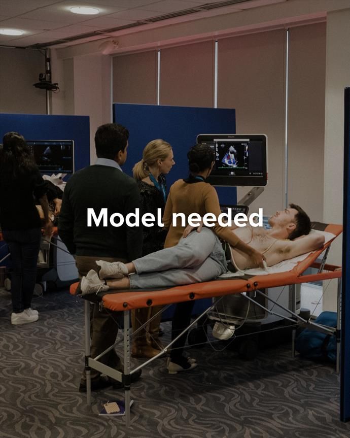 A picture of a model being scanned
