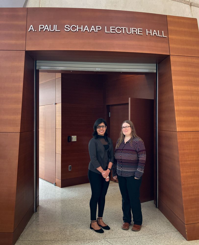 Widana Kaushalya with advisor Alice Walker in front of Schaap Hall