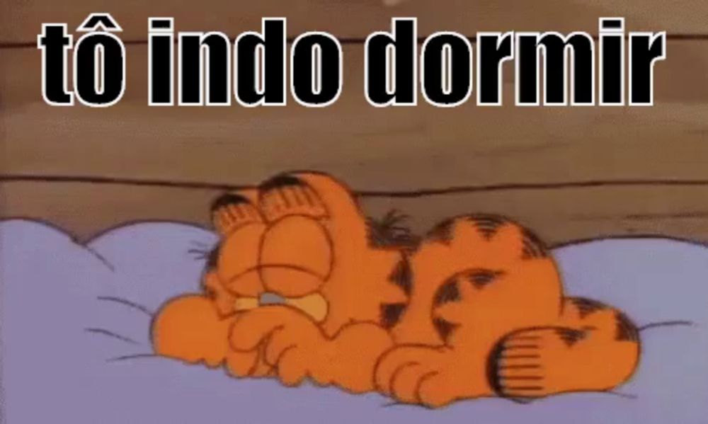 garfield laying on a bed with the words to indo dormir written above him