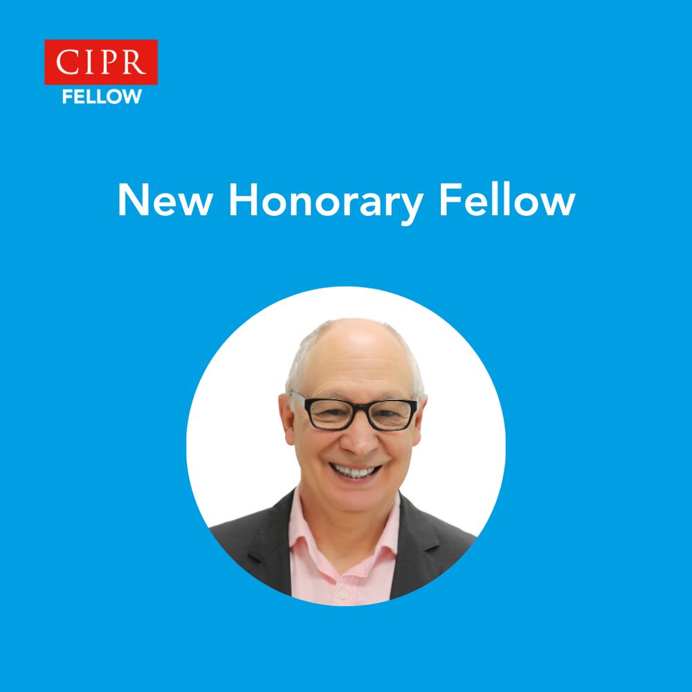 CIPR Fellow logo. A headshot of the CIPR's latest Honorary Fellow, Dr. Kevin Ruck, set against a blue background.
