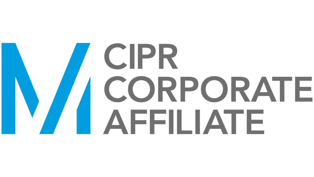 Logo of CIPR Corporate Affiliate featuring bold blue letters 'M' followed by the text 'CIPR CORPORATE AFFILIATE' in gray.