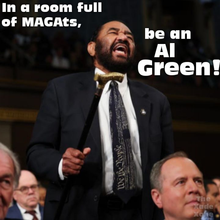 in a room full of MAGAts, be an AI Green! Picture shows Al Green standing up against TRUMpKnuckleFuck...