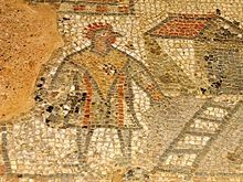 Chicken headed man mosaic