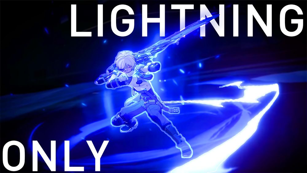 Arlan from Honkai Star Rail using his ult. And there is text saying Lightning Only