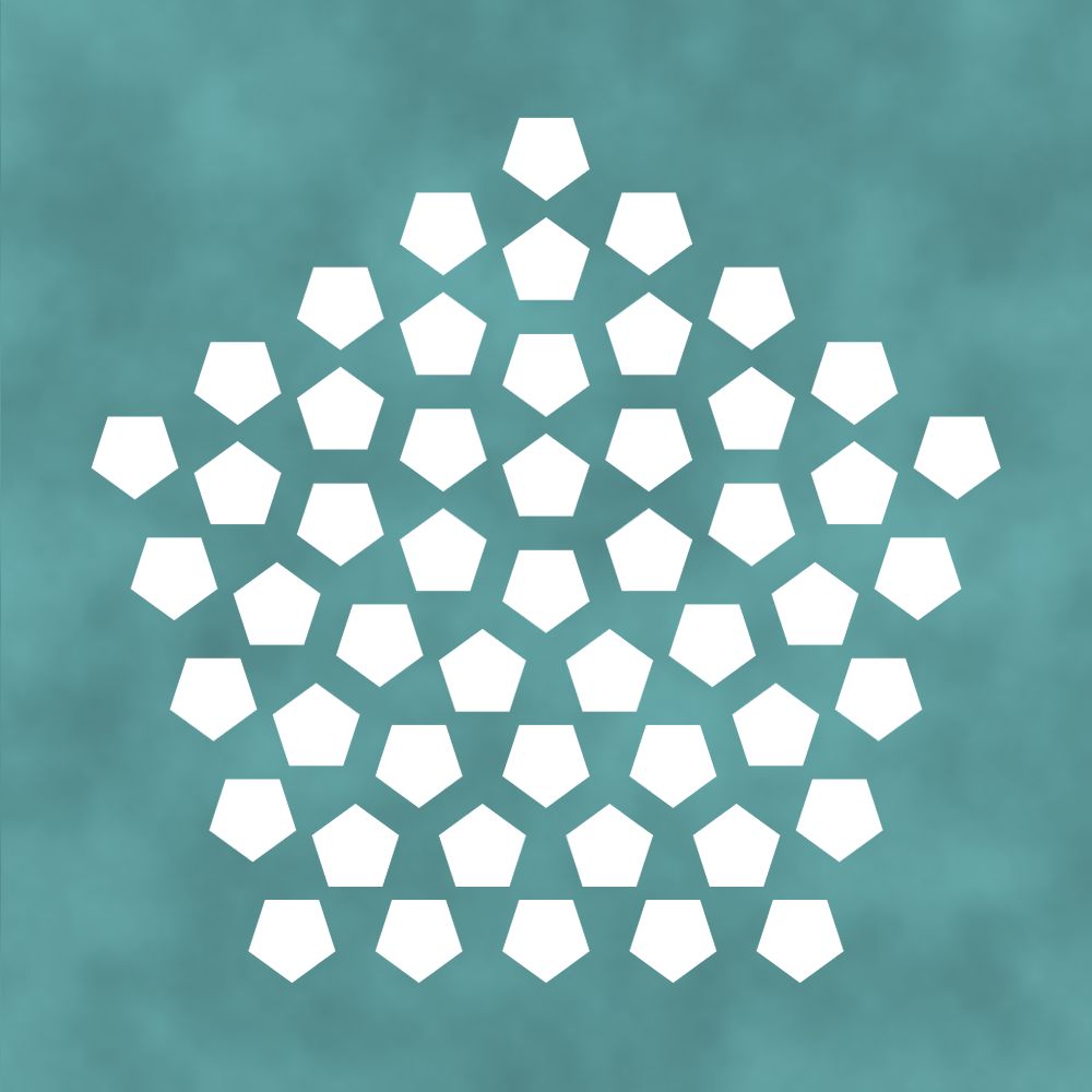Here are 51 pentagons in a centered pentagonal pattern. 