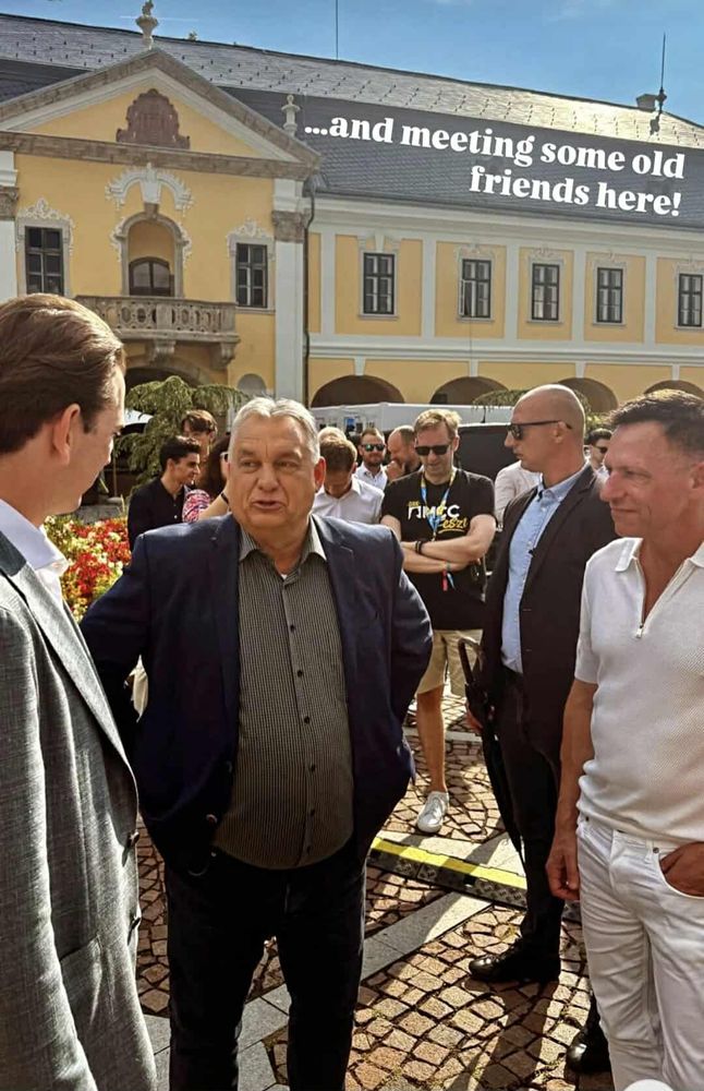 Die Strippenzieher beim Plausch!
Sebastian Kurz, Viktor Orban und Peter Thiel (Palantir)
