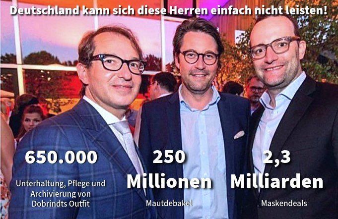 Dobrindt Scheuer Spahn -> verpulvern das Geld der Staatskasse