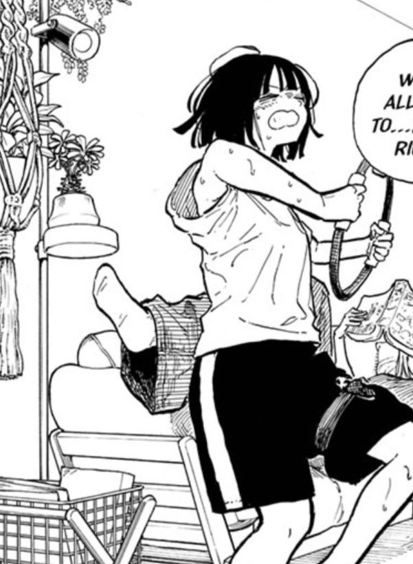 alternate view of the houseplants from the other image, and a girl wielding the Nintendo Ring peripheral (and leg strap with Switch Joycon) for playing Ring Fit