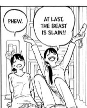 Ruri and mom, playing NSMB Wii co-op.
Mom declares, "At last, the beast is slain!!"
Ruri says, "Phew."