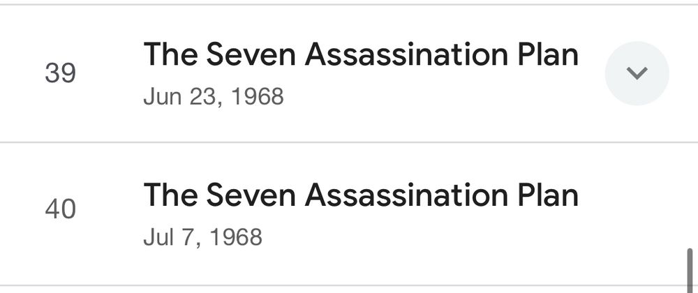 two episodes titled "the seven assassination plan"
