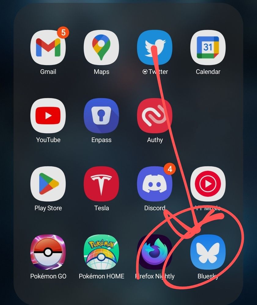 Before: Bluesky app was in a quick drawer with Twitter but wasn't at the top, forming muscle memory to open Twitter. 