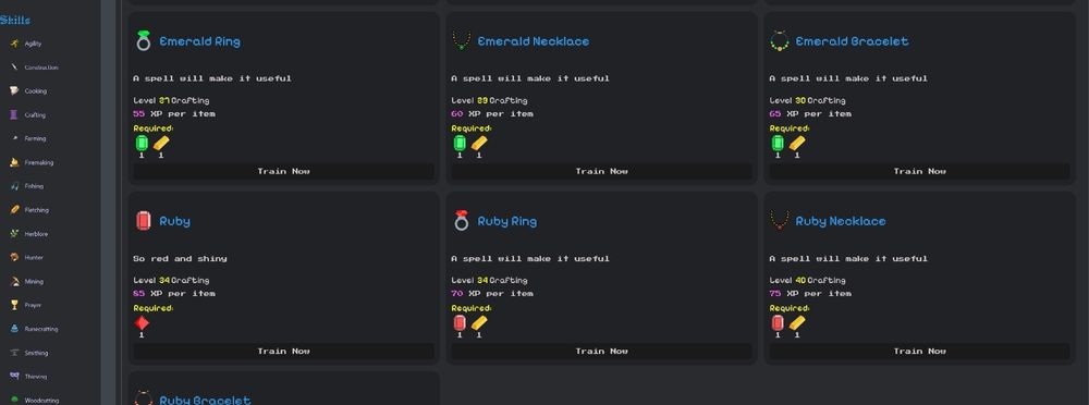 Screenshot of my old school Runescape inspired idle game.
