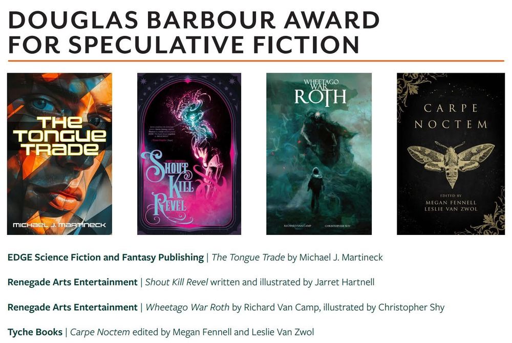 Short list showing cover of four books including carpe Noctem edited by me and Megan Fennell 