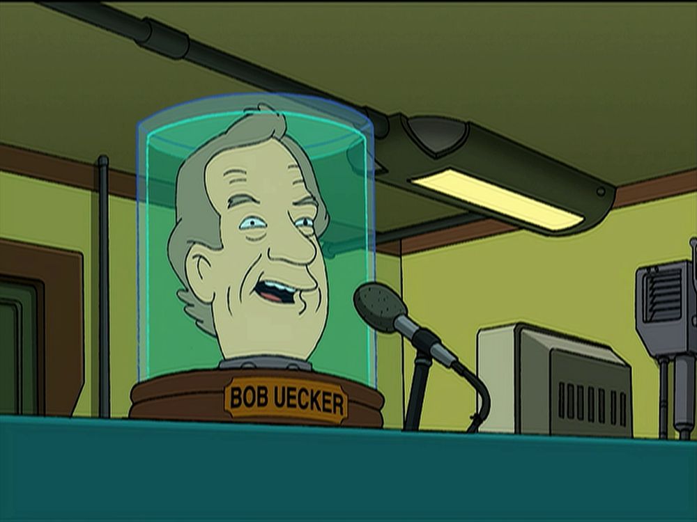 A picture of "the head of Bob Uecker" from the Futurama episode "A Leela Of Her Own." 