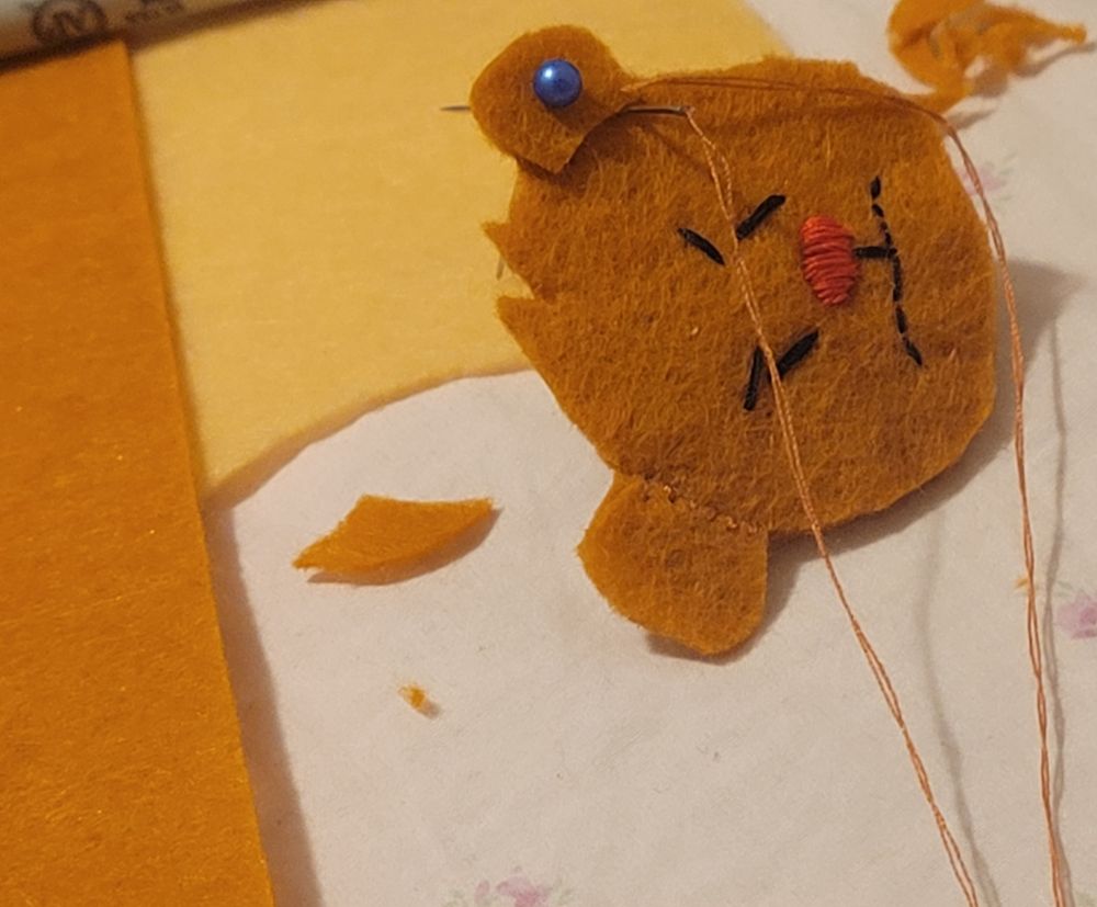 wip of a Teddy Bear II felt pin/brooch