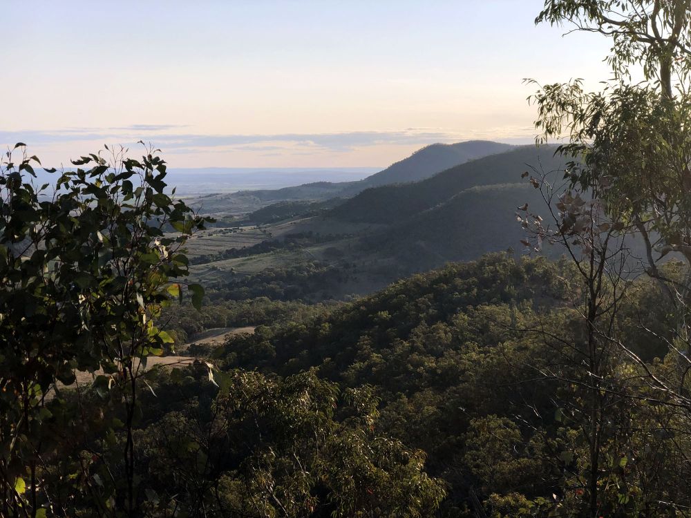 View from a ridge, looking south-west, to the north of Warwick, Queensland, Australia
