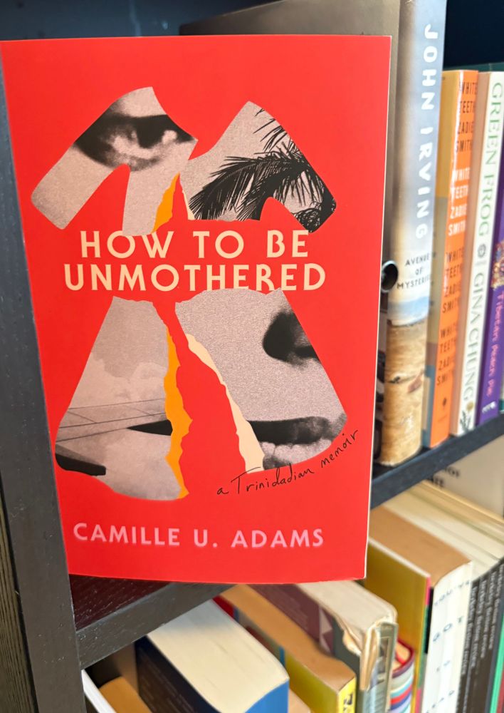 Close up of a book (HOW TO BE UNMOTHERED by Camille U. Adams) on a book shelf. 
