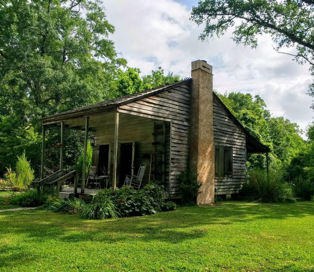 A reproduction of an 1800s house in the swamplands of Louisiana.