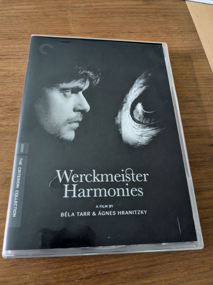 Photo of DVD case of Bela Tarr's film Werckmeister Harmonies (Criterion version)