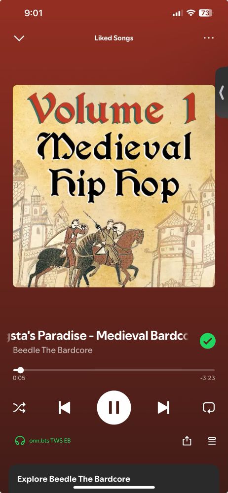 A screenshot of the song Gangsters Paradise Bard Core on Spotify by Beedle the Bardcore