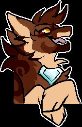 Brown furry with blue thing on chest