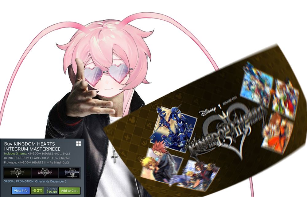 pastella png on the eminem throwing meme with kh game being thrown + showing the steam page of the sale