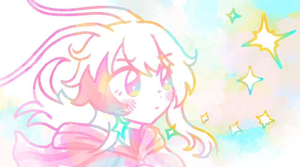 pastella roachella doodle of her looking towards a sparkly path ahead