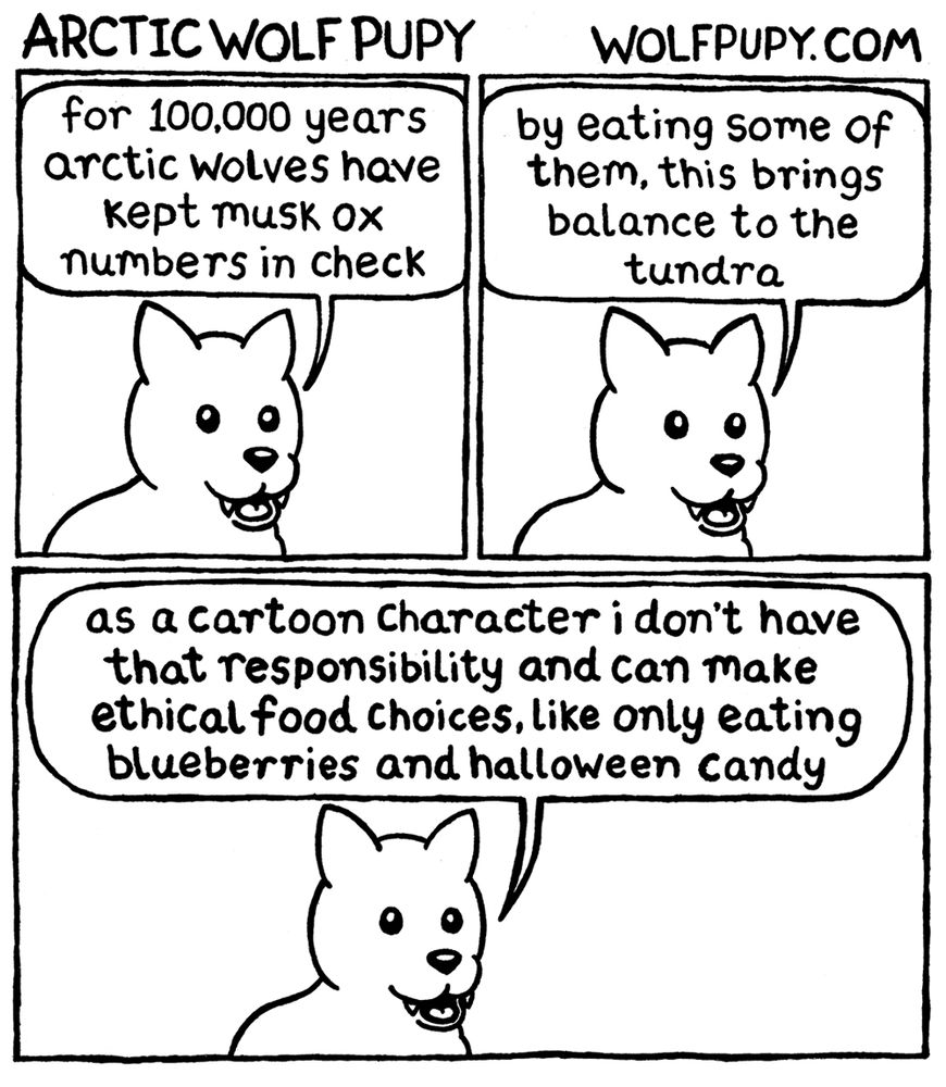 arctic wolf pupy comic panel 1: an arctic wolf puppy is saying 