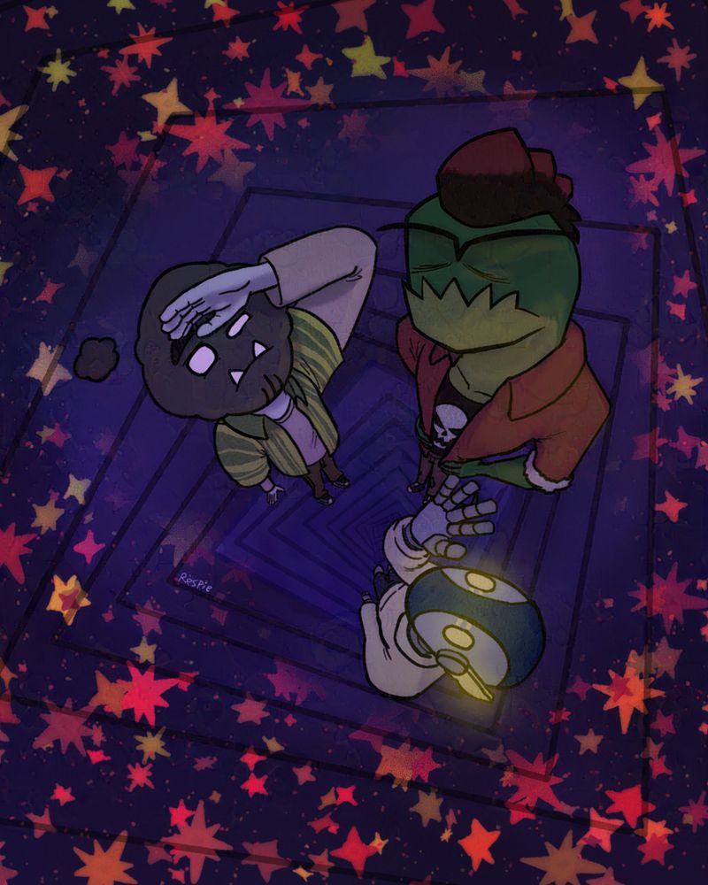 cartoon characters watching up.