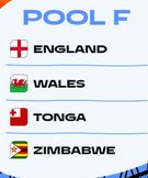 Screenshot of Pool F teams for the Rugby World Cup in 2027.  The teams are
England, Wales, Tonga, and Zimbabwe
