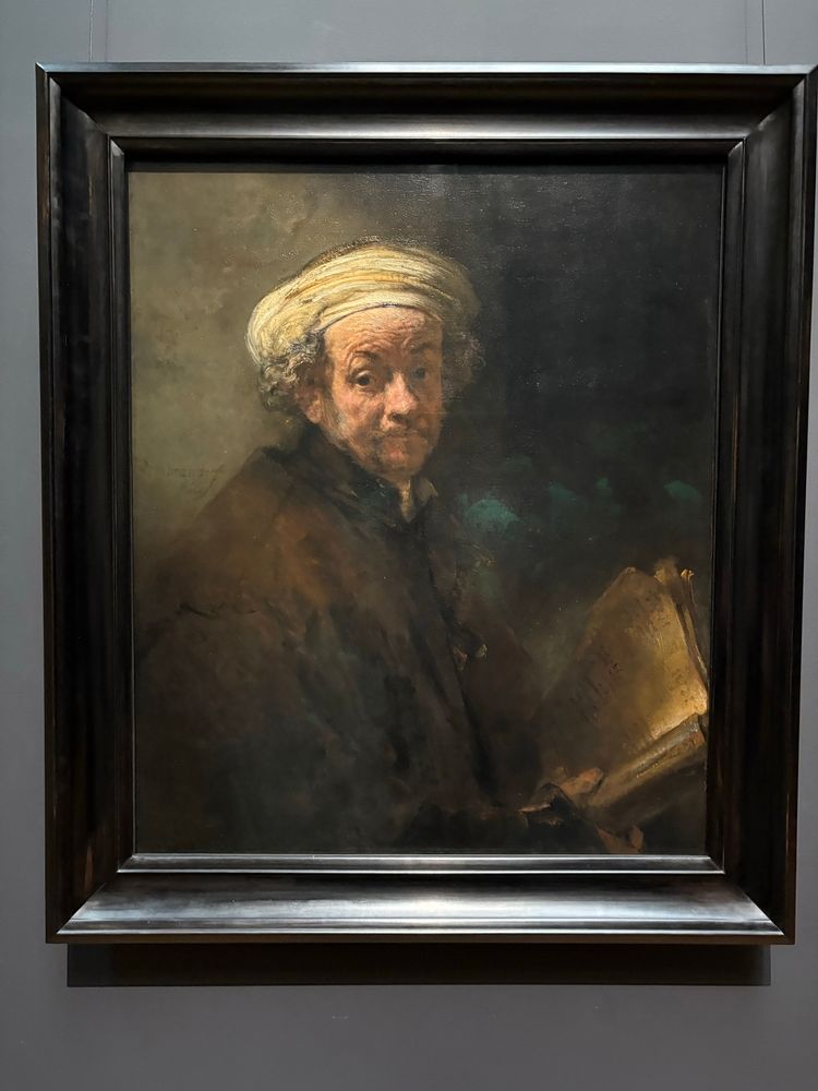 Rembrandt self-portrait as if he was St. Paul, with an extra-quizzical expression on his face 