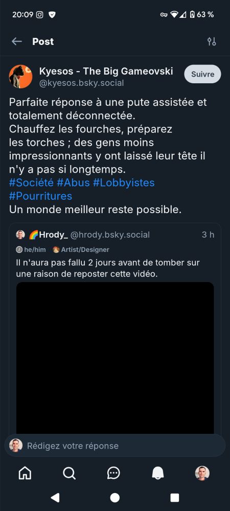 @kyesos.bsky.social
"Parfaite réponse à une pute assistée et totalement déconnectée.
Chauffez les fourches, préparez les torches ; des gens moins impressionnants y ont laissé leur tête il n'y a pas si longtemps.
#Société #Abus #Lobbyistes #Pourritures
Un monde meilleur reste possible."