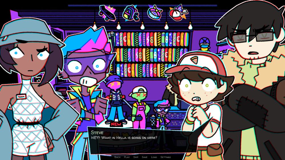 In Steve's Skateshop, Steve says "HEY!! What in Hella is going on here?"