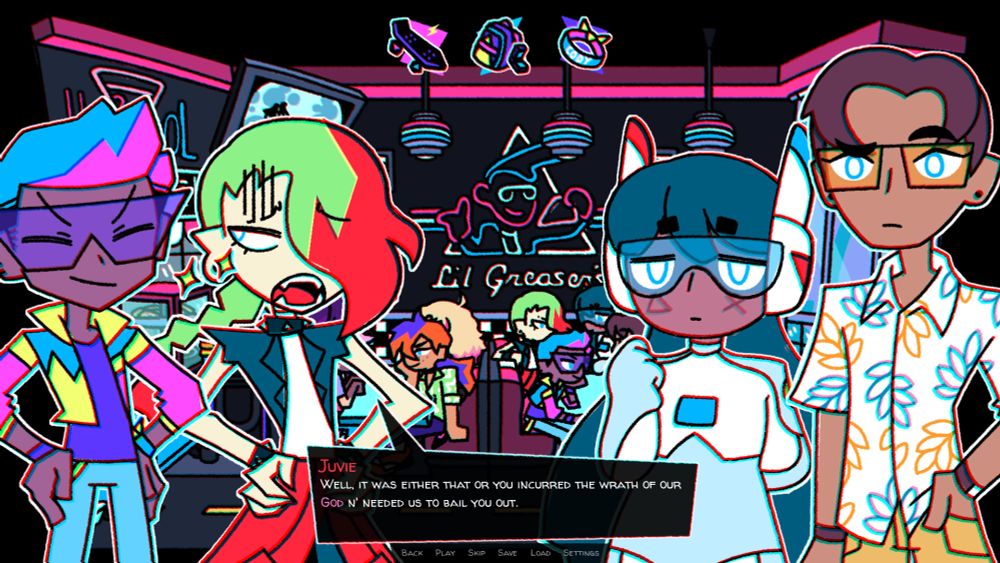 Juvie says "Well, it was either that or you incurred the wrath of our God n' needed us to bail you out."