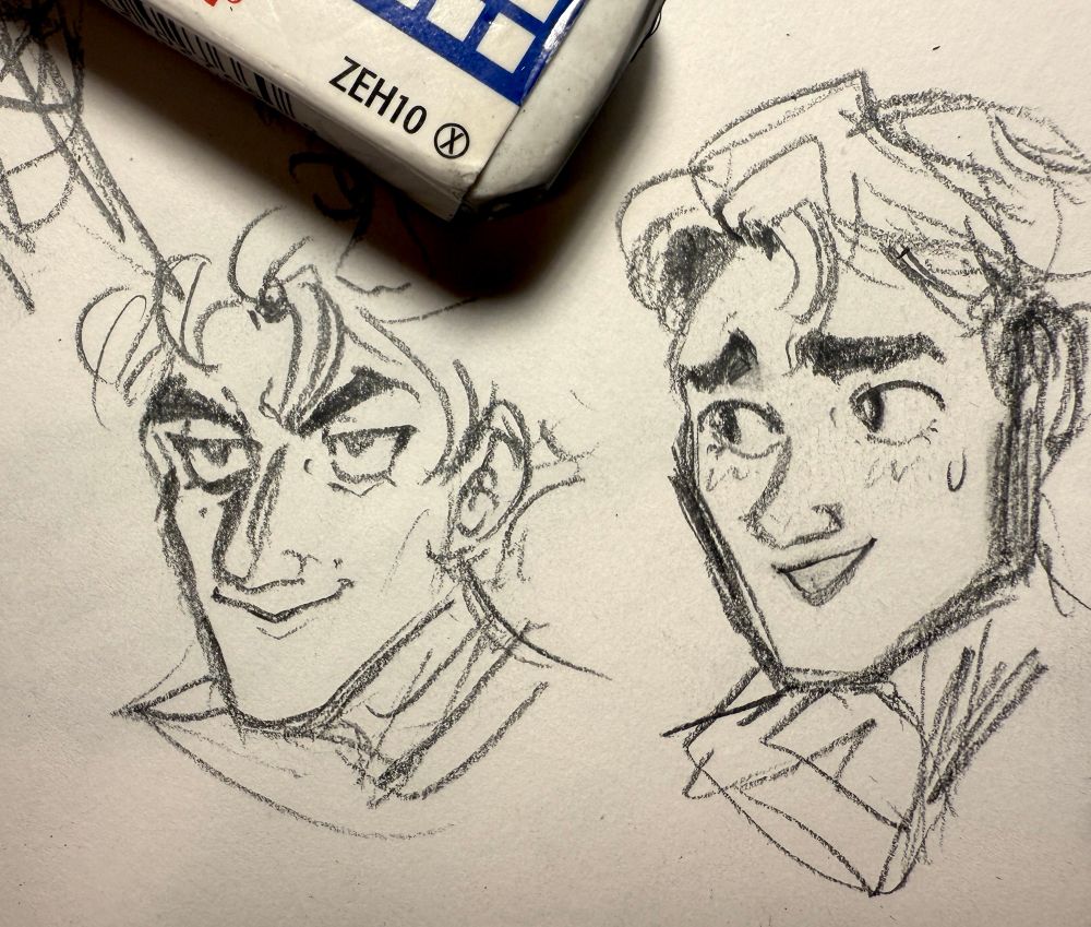 Sketch of Viktor’s face after reading everyone’s Jayce in Stillwater posts and thinking of ways to permanently get rid of Heimerdinger (he is smiling evilly and looks worryingly sneaky)

Next to him, sweet Jayce grins nervously, familiar with that scheming look on Viktor’s face and wondering just what his partner could be plotting